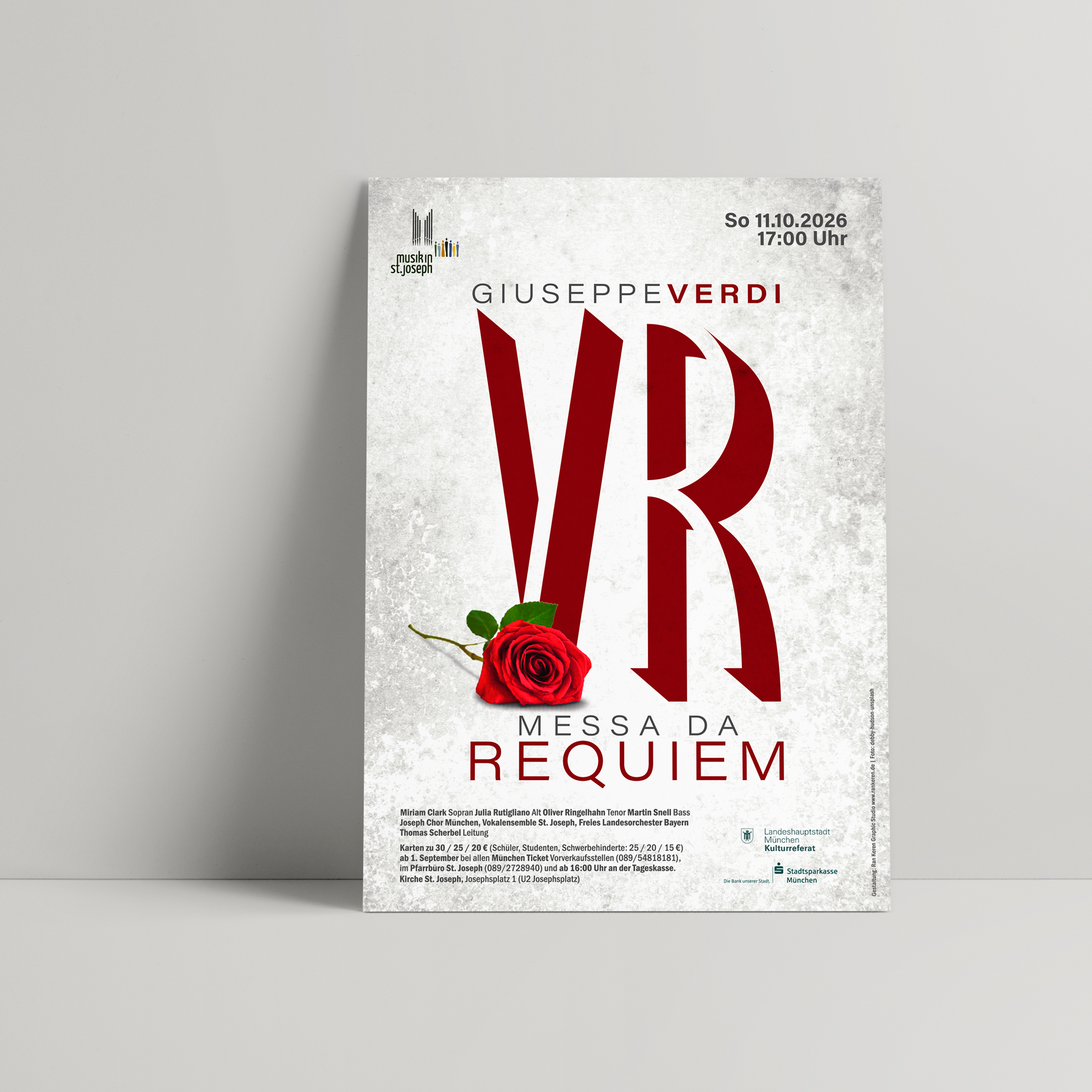 Ran Keren, Verdi Requiem 2026. Konzertplakat Lettering und Design für St. Joseph in München-Schwabing