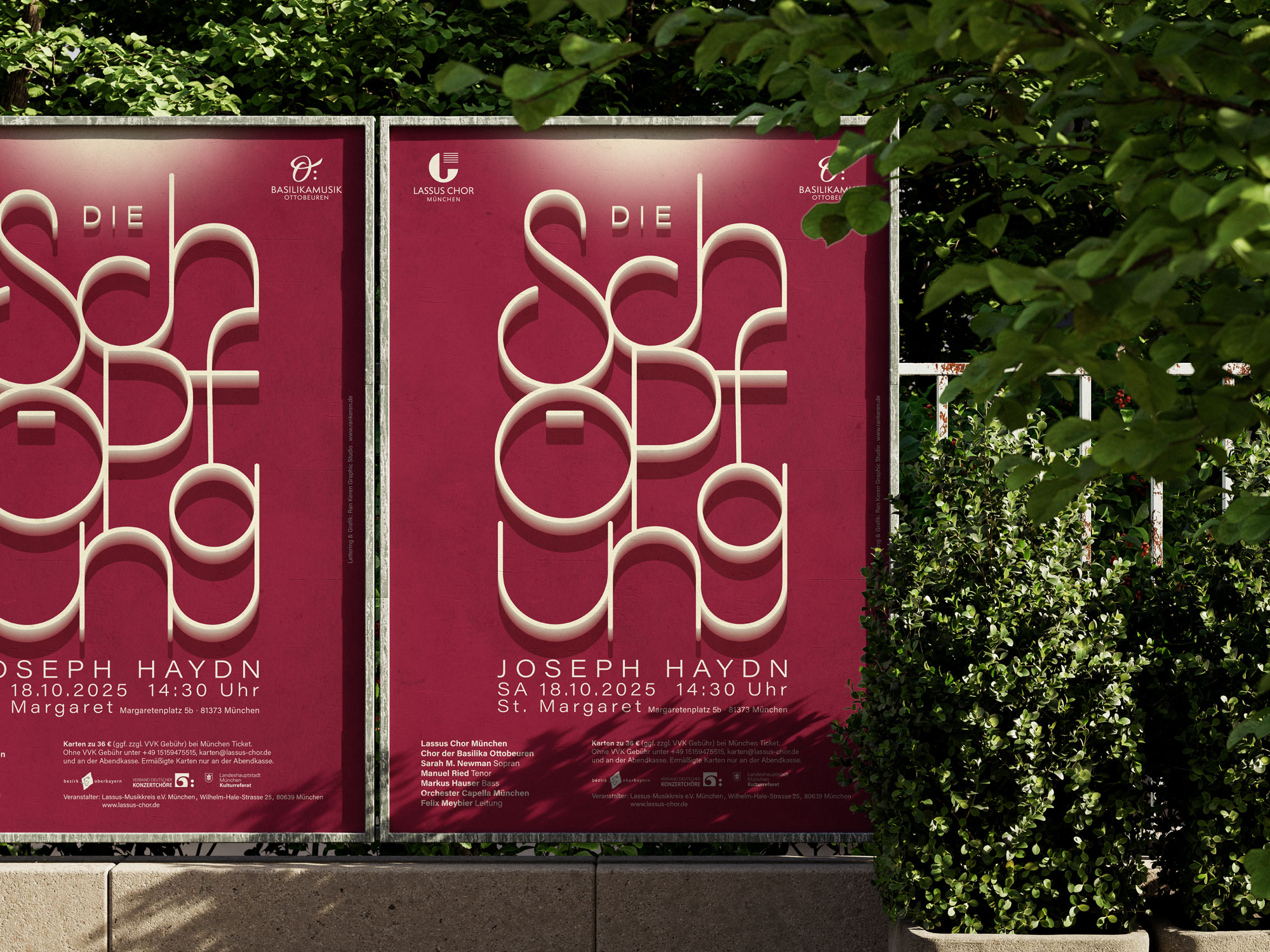 Lassus Chor München, Konzertplakat, Die Schöpfung, Haydn, 2025. Lettering von Ran Keren
