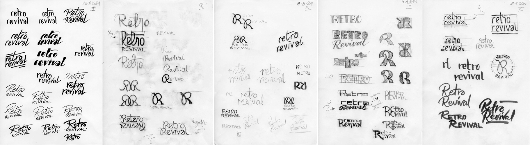 Ran Keren, Graphic Studio, München, logotype design and sketches for Retro Revival