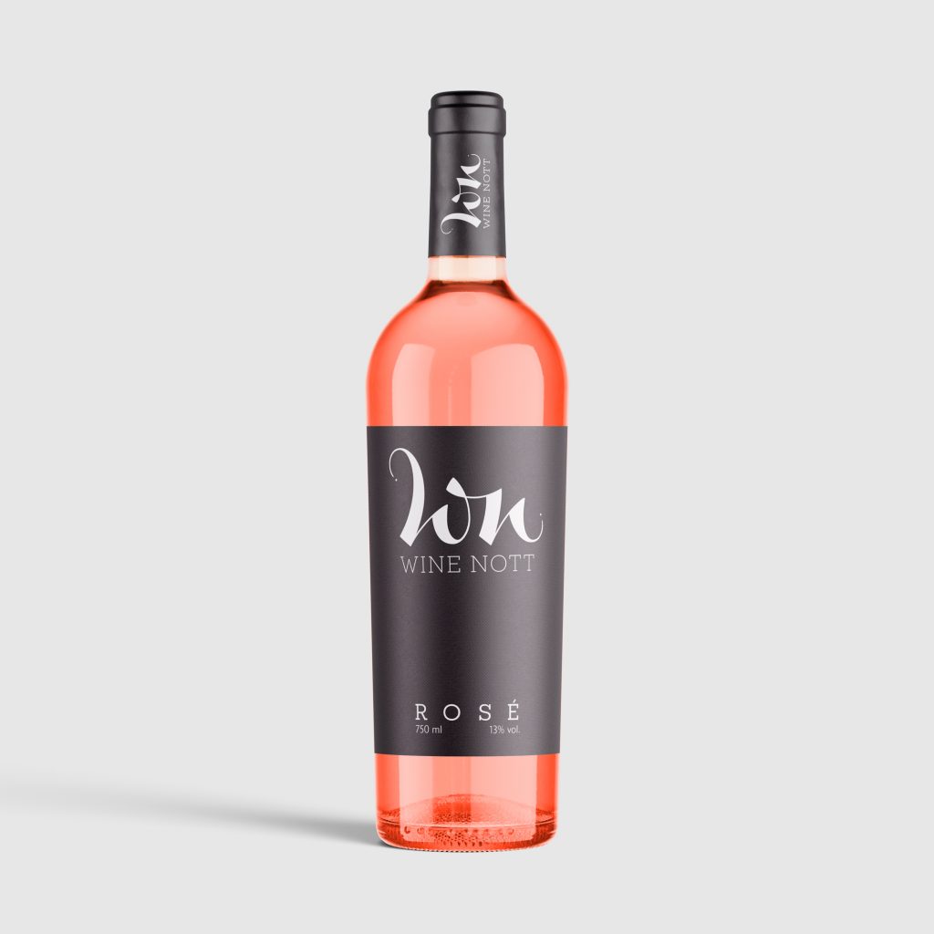 Wine Nott - Rosé wine bottle. Logo and label design by Ran Keren Graphic Studio München
