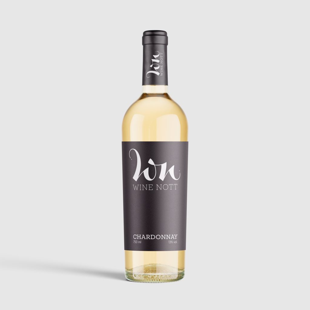 Wine Nott - Chardonnay wine bottle. Logo and label design by Ran Keren Graphic Studio München